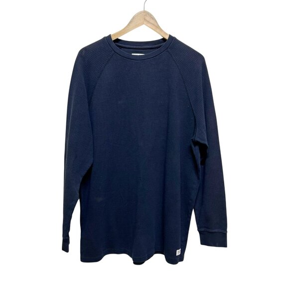 Banks Journal Dirty Denim Blue Long Sleeve Waffle Knit Shirt Size L  NWT - Picture 2 of 6